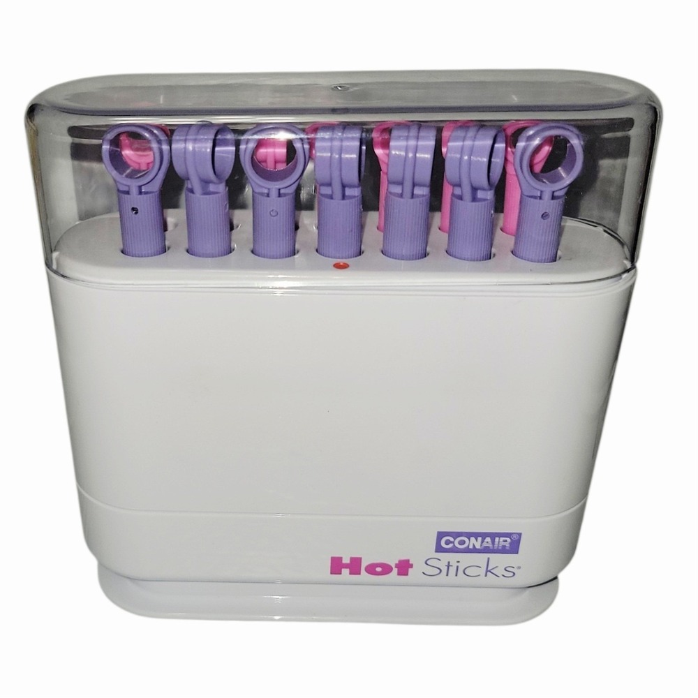 Vintage 1998 Conair Hot Sticks HS18R Hairsetter 14 Flexible Rollers Box Working